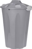 Storage solutions Bella Kunststof wasmand met deksel rond grijs 40 liter
