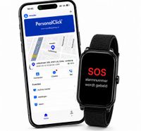 PersonalClick Réveil Personnes âgées - Argent - Détection de chute - GPS - Étanche - Pas d'abonnement