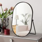 Numjeg Make-upspiegel, draagbare make-upspiegel, tafelspiegel met metalen frame, bureauspiegel, 90 graden verstelbaar, draaibaar, goed voor slaapkamer, badkamer, kleedkamer