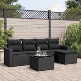 Maison Exclusive - Ensemble de jardin d'extérieur, 6 pièces, avec coussins, noir, en polyrotin