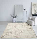 Mia's Cielo Tapijt, modern, dicht, laagpolig tapijt, woonkamer, slaapkamer, elegante glans, glansvezel, hoog-laag-effect, veer, crème, 140 x 200 cm