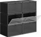 Unyqoos Songmics Shoe Box, Set of 6, Stackable Plastic Shoe Organisers with Transparent Door for Shoe Storage, Up to EU Size 46, 36 x 28 x 22 cm, Black