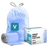 Plasticplace Custom Fit Vuilniszakken, Compatibel met simplehuman Code V (200 Count) getinte Blauwe Trekkoord Vuilnisvoeringen 4.2-4.8 Gallon, 14.5 \"x 28\"