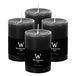 Wiedemann Cilinderkaars/stompkaars - 4x - rustieke kaars - zwart - 7 x 10 cm - 43 branduren
