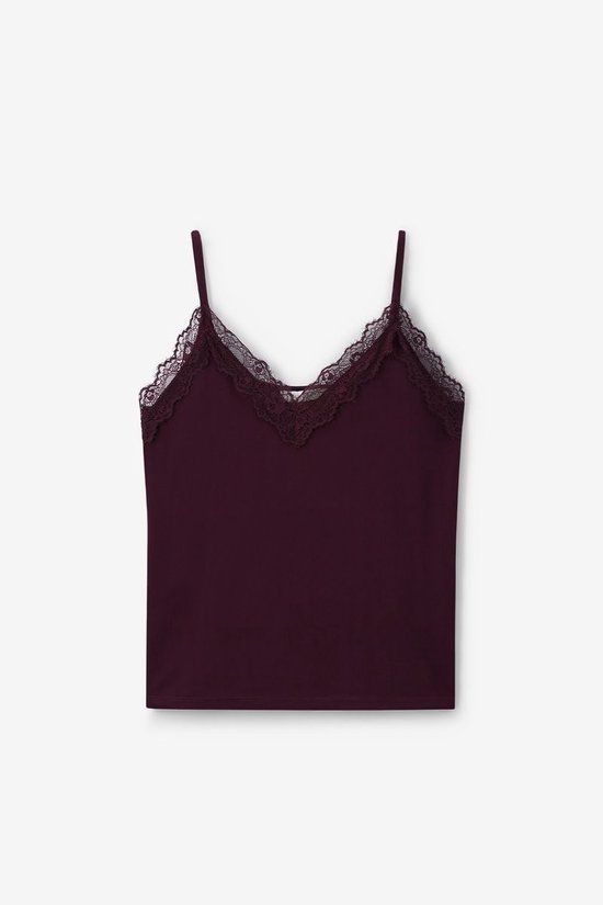 Sissy-Boy Donkerrood singlet met kant