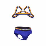 Barcode Berlin Multipack 1x Backless Brief Pride Royal + 1x Pride Harness White - MAAT S