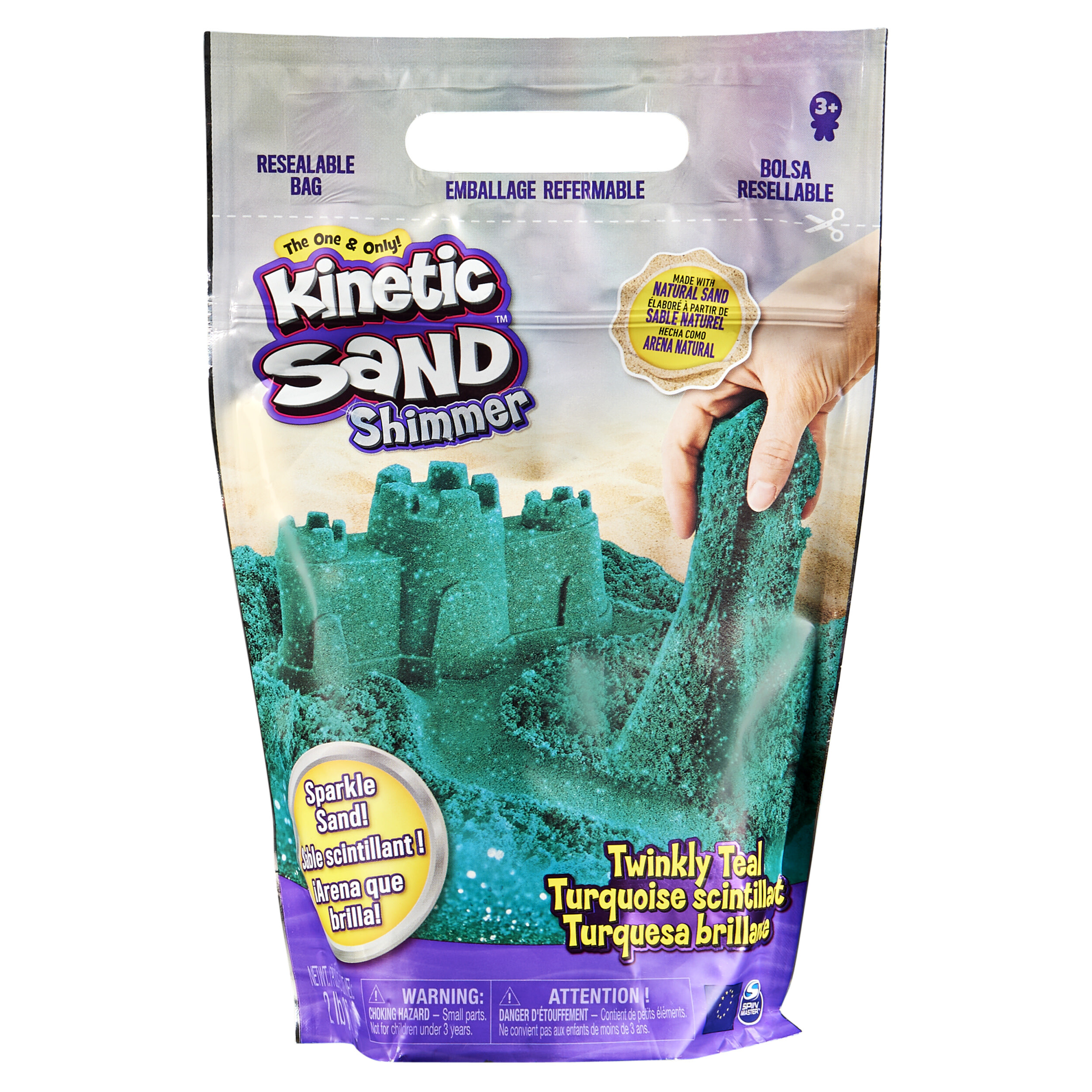 Kinetic Sand 907 g sprankelend blauwgroen natuurlijk glinsterend speelzand om te mengen kneden en maken - Sensorisch speelgoed