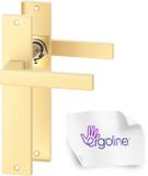 ERGO line Deurbeslag set Binnendeur - Cube - Deurkruk Goud - met blind schild, Mat Messing (Geborsteld), Deurklink met schild, langschild deurkrukset, mat goud