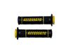 1 Accossato 1 paar knoppen van 2-componenten rubber, zwart, met gekleurde Accossato-letters voor Suzuki GSX-R 1300 Hayabusa van 1999 tot 2005, CC 1300