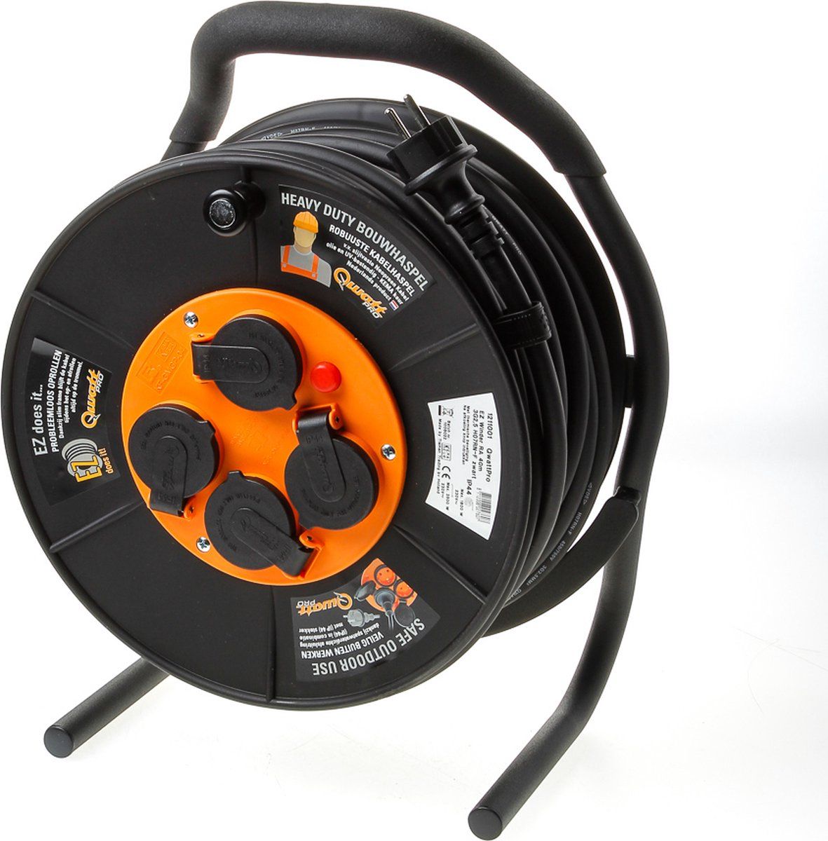 QWATT PRO Kabelhaspel 40m 3x2.5 Neopreen Zwart