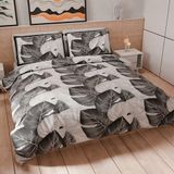 PETTI Artigiani Italiani - Dekbedovertrek voor tweepersoonsbed 250 x 200 cm, microvezel beddengoed met digitale print + 2 kussenslopen 50 x 80 cm - Made in Italy - Tropical Black A