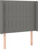 vidaXL Hoofdbord met randen 93x16x118/128 cm stof donkergrijs