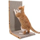 Gimars L-vormige krabpaal voor katten, 58 cm, stabiele krabplanken van golfkarton, verticale krabpaal ter bescherming van meubels en banken, duurzaam, hout