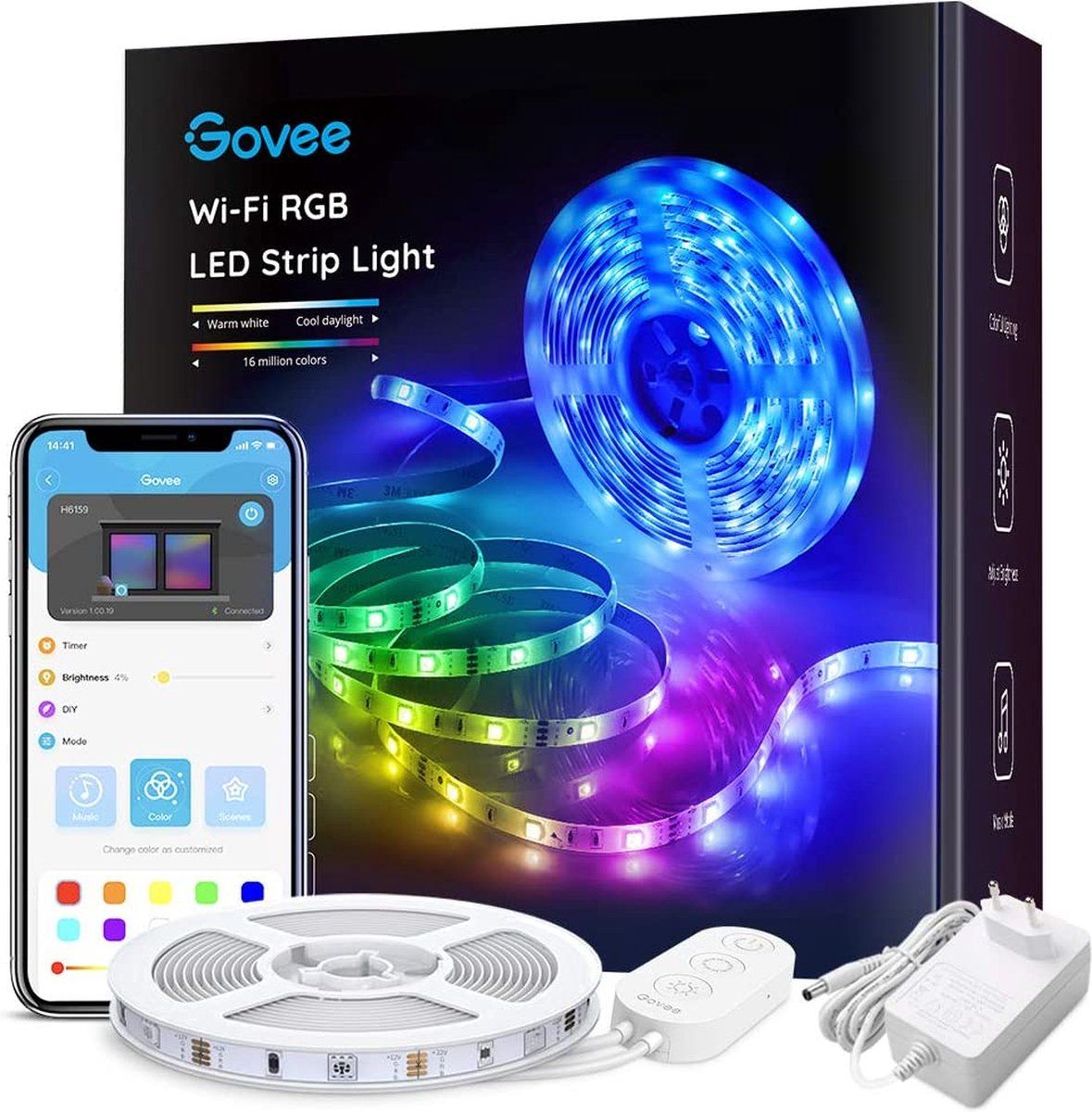 Govee Wifi LED Strip - 5m - Smart RGB - App Bediening - Muzieksynchronisatie - Alexa & Google Assistant