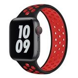 Apple Watch Solo Loop Sportbandje - Maat L - Zwart + Rood - Geschikt voor 44mm / 45mm / 46mm / 49mm