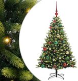 vidaXL Kunstkerstboom met scharnier 150 leds groen 120 cm pvc en pe