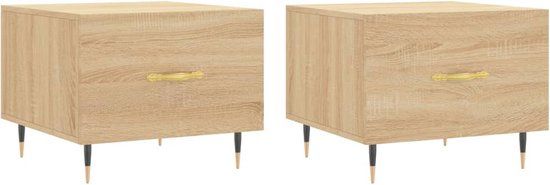 vidaXL Salontafels 2 stuks 50x50x40 cm bewerkt hout sonoma eikenkleurig