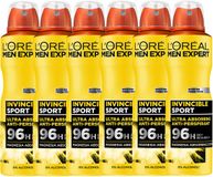 L'Oréal Paris Men Expert Invincible Deodorant Spray - Anti-Transpirant, 96 Uur Langdurige Bescherming - Alcoholvrij - 150ml - 6 Stuks