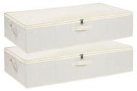 Boîte de rangement pliable pour lit - Beige - 60x30x15 cm