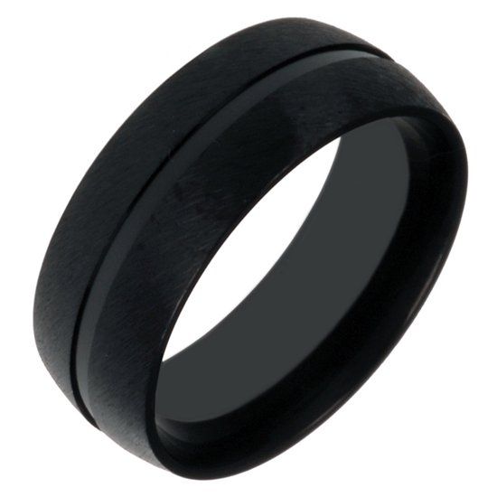 LGT JWLS Lookinggoodtoday Zwarte stalen mannen ring-20mm