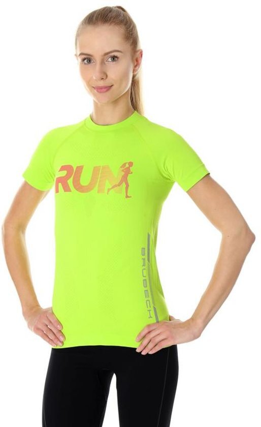 Brubeck Dames Running Air Pro Hardloopshirt - verkoelend door NilitÂ® Breeze - Neon Groen - L