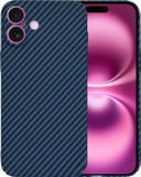 Techsuit Hoesje geschikt voor Apple iPhone 16 Plus - Carbonite FiberShell Carbon Back Cover - Blauw