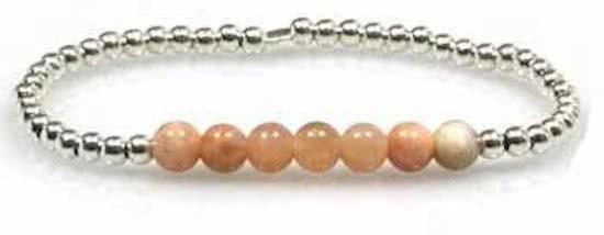 Heaven Eleven Stoere zilverkleurige kralenarmband met sunstone kralen