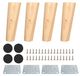 Set de 4 pieds de meubles en bois pour meubles modernes