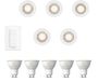 Philips Hue Peridot Set van 5 Inbouwspots (Wit) - Rond - Niet Richtbaar - GU10 - Warm tot Koelwit Licht - Incl. Hue Dimmer Switch - Hue White Ambiance