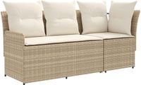 vidaXL Tuinstoel met Armleuning en Hoekbank - PE Riet - Beige/Crèmekleurig - Inclusief Kussens