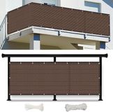 Merkloos Balkon Privacyscherm - Windscherm Terras - Privacy Creëren - Water- en UV-bestendig - 100 x 500 cm - Bruin