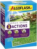 ALGOFLASH Engrais Gazon - 3 Actions - Granulés 3 kg - Jusqu'a 60m²