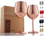 Elzusha - Lot de 2 verres à vin en acier inoxydable de 530 ml avec une élégante finition or rose