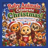 Baby Animals Celebrate Christmas: A Bilingual English Spanish Christmas Story Book for Kids Featuring Adorable Baby Animals