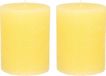 Bougie conique/bougie cylindrique - 2x - jaune - 7 x 9 cm - modèle rustique moyen