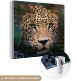 MuchoWow® Glass Painting 90x90 cm - Acrylic Glass Painting - Jungle - Panther - Wild Animals - Photo on Glass - Paintings
