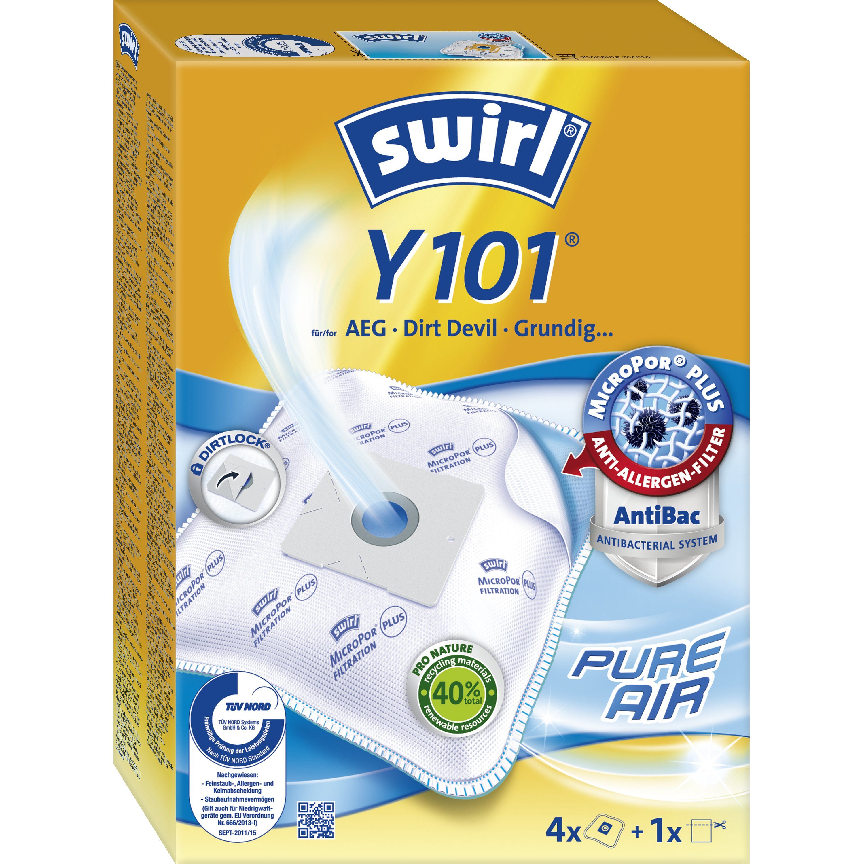 Swirl 188123 Stofzuigerzak - Wit - 4 Stuks