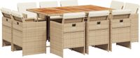 vidaXL 11-delige Tuinset met kussens poly rattan beige