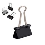 D.RECT Metalen Foldback Clips - Foldback clips Verpakking 12 Stuks 25mm - Multifunctionele Clips, Metalen Binder Clips voor: Notities, Briefpapier - Paperclips Groot, Zwart