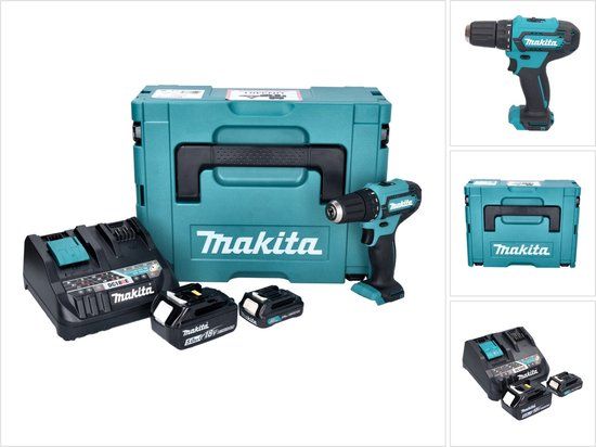 Makita DF 333 DNX12 accuboormachine 12 V 30 Nm + 1x oplaadbare accu 2.0 Ah + 1x oplaadbare accu 18 V 5.0 Ah + lader + Makpac