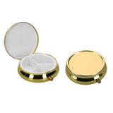 kwmobile 2x pillendoos 3 vakjes - 5,2 x 1,7 cm - Pillendoosje klein van roestvrij staal - In goud