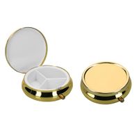 kwmobile 2x pillendoos 3 vakjes - 5,2 x 1,7 cm - Pillendoosje klein van roestvrij staal - In goud
