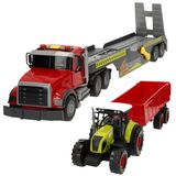 ColorBaby Speed & Go 39298 vrachtwagenvoertuig, incl. tractor met aanhanger, wrijvingssysteem, schaal 1:14, lichten en geluiden, speelgoed voor kinderen van 3 jaar