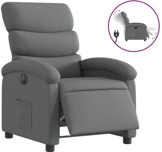 vidaXL Fauteuil elektrisch verstelbaar stof donkergrijs