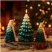 MMOBIEL Set van 3 Kaarsen Kerstboom - Handgemaakte Soja Wax Geurkaarsen - Jeneverbes & Lavendel - Groen