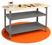 Établi Établi Établi - 120 cm - Métal - Étagères réglables - Gris clair