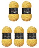 Wollbiene Softy Chenillewol om te haken, breiwol, 500 gram chenillewol, 500 gram chenillewol, super volumineus grof gehaakt garen (maïsgeel 28)