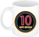 Bellatio Decorations Mok / Beker - Happy Birthday 10 Jaar - Neon - 300 ml