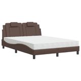 vidaXL Lit "Viana" avec matelas, similicuir, marron, 140x190 cm