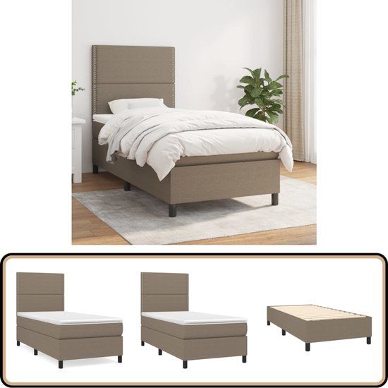 vidaXL Boxspring met Matras Stof Taupe 100x200 cm